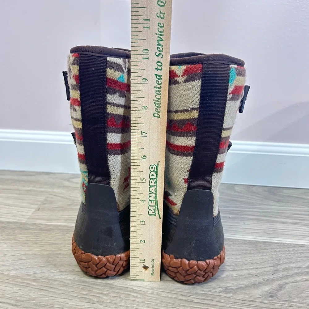 LaCrosse Women 10 Brown Southwestern Rubber Boots Gorpcore Aztec Rain Cabin core